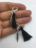 Tassel and feather earrings, hippie, boho style, red, white, or black tassels,