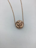 Rose gold coin necklace, rose gold lion necklace