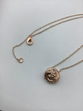 Rose gold coin necklace, rose gold lion necklace