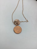 Rose gold coin necklace, rose gold lion necklace