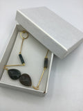 Long dangly earrings, indian agate in dark green and brown tones, in 18k plated gold beautiful jewelry gift, for mom, or best friend