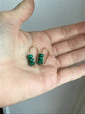 Malachite safety pin earrings in gold, silver or rose gold