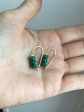 Malachite safety pin earrings in gold, silver or rose gold
