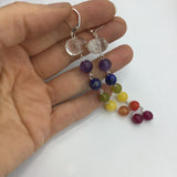 Chakra stone bracelet, amethyst, garnet, peridot, lapis lazuli, jade, orange agate, clear quartz, healing stone bracelet yoga jewelry,