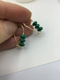 Malachite safety pin earrings in gold, silver or rose gold