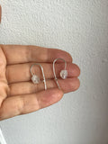 Raw moonstone safety pin earrings in gold, silver or rose gold