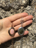Rose quartz Locket, Labradorite locket, Oval Silver or Gold Locket with Rose quartz or labradorite