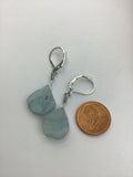 Rough raw drop, Birthstone earrings in citrine or aquamarine, gold or silver earrings