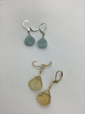 Rough raw drop, Birthstone earrings in citrine or aquamarine, gold or silver earrings