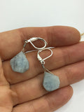 Rough raw drop, Birthstone earrings in citrine or aquamarine, gold or silver earrings