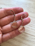 Rough raw drop, Birthstone earrings in citrine or aquamarine, gold or silver earrings