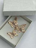 Rose gold butterfly necklace enameled in blue or purple