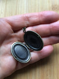 Lapis lazuli long Locket, bronze Photo Locket, Mother's Day Gift, vintage look locket