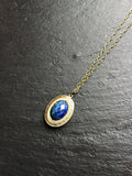 Lapis lazuli long Locket, bronze Photo Locket, Mother's Day Gift, vintage look locket