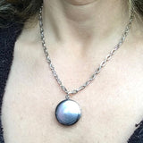 Silver locket, Round Locket, Chunky jewelry, gift for him, gift for her