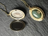 Bronze locket with rose quartz, labradorite, lapis lazuli, amazonite, pyrite, tiger eye, moss agate, amethyst or jasper, long locket,
