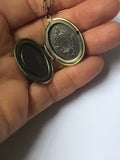 Bronze locket with rose quartz, labradorite, lapis lazuli, amazonite, pyrite, tiger eye, moss agate, amethyst or jasper, long locket,