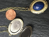 Bronze locket with rose quartz, labradorite, lapis lazuli, amazonite, pyrite, tiger eye, moss agate, amethyst or jasper, long locket,