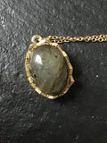 Moss agate, lapis lazuli, labradorite, amethyst, or tiger eye gold pendant necklace, elegant gift idea, gift for her,
