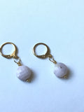 Pink Opal ear hugging hoops, October birthstone earrings, birthday gift idea, gift for girlfriend