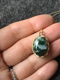 Moss agate, lapis lazuli, labradorite, amethyst, or tiger eye gold pendant necklace, elegant gift idea, gift for her,