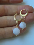 Pink Opal ear hugging hoops, October birthstone earrings, birthday gift idea, gift for girlfriend