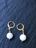 Pink Opal ear hugging hoops, October birthstone earrings, birthday gift idea, gift for girlfriend