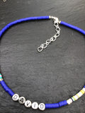 Surfer choker, clay heishi choker, personalized name choker, colorful  fun choker necklace
