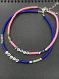 Surfer choker, clay heishi choker, personalized name choker, colorful  fun choker necklace