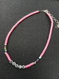 Surfer choker, clay heishi choker, personalized name choker, colorful  fun choker necklace