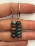 African turquoise pendant hoop earrings, statement earrings, hoops, gift for her,