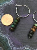 African turquoise pendant hoop earrings, statement earrings, hoops, gift for her,
