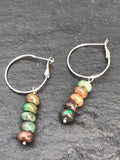 African turquoise pendant hoop earrings, statement earrings, hoops, gift for her,