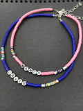 Surfer choker, clay heishi choker, personalized name choker, colorful  fun choker necklace