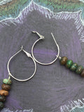 African turquoise pendant hoop earrings, statement earrings, hoops, gift for her,