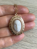 Gold locket with porcelain face, choose your chain, photo locket, gift for her
