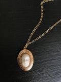 Gold locket with porcelain face, choose your chain, photo locket, gift for her