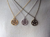 Pentagram Necklace in gunmetal, silver or bronze Wiccan jewelry