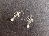 Silver Pearl Earrings with Celtic Knot Charms