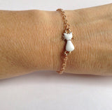 Rose Gold Kitty Cat Enamel Charm Bracelet