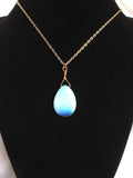 Opalite Necklace in Rose Gold, Sea Opalite Glass Pendant Necklace
