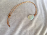 Opalite Necklace in Rose Gold, Sea Opalite Glass Pendant Necklace