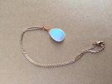 Opalite Necklace in Rose Gold, Sea Opalite Glass Pendant Necklace