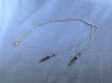 Feather Necklace, feather y necklace, boho jewelry, boho necklace, feathers, lariat necklace, Silver Feather Necklace,