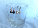 Rose Gold Earrings, Silver Earrings, Pearl Earrings, Bridesmaids Earrings,