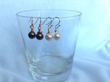 Rose Gold pearl Earrings, Silver Earrings, Pearl Earrings, Bridesmaids Earrings,