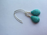 Tear drop Turquoise earrings, silver earrings, Boho jewelry, turquoise jewelry, southwestern style earrings