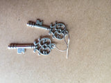 Silver key earrings, Skeleton Key Earrings, key earrings, steampunk earrings. Steampunk jewelry,