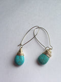 Turqouise Earrings, Turquoise Pendant Earrings