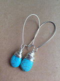 Turqouise Earrings, Turquoise Pendant Earrings